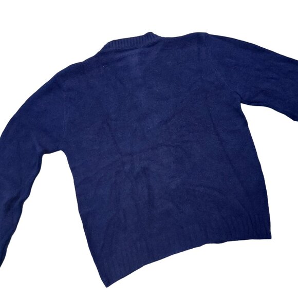 Vintage 1940s-1950s Navy Blue Long Sleeve Cardigan Knit Sweater w/ Blue Buttons - Picture 6 of 7